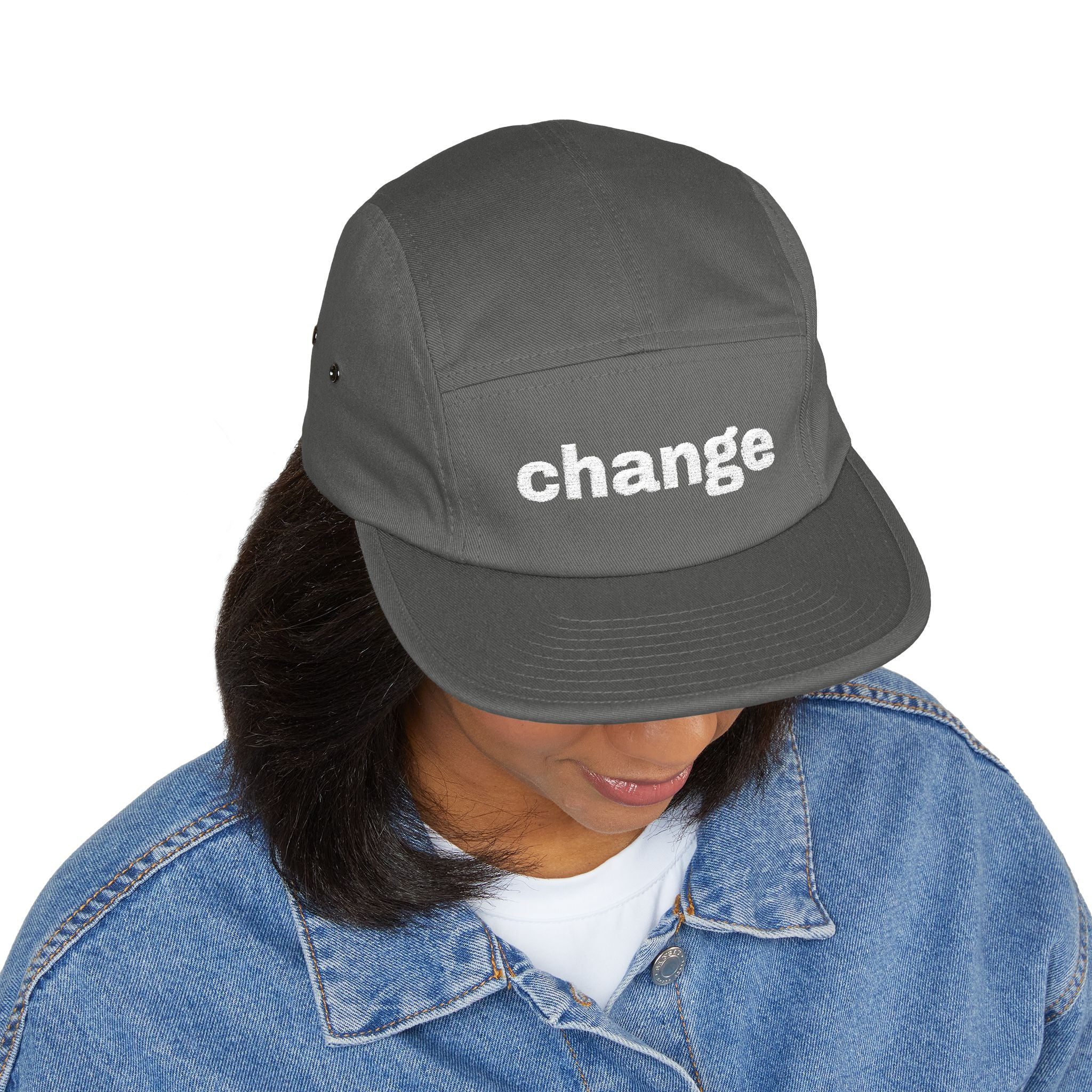 the change embroidered 5-panel cap